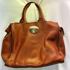 Roberto Cavalli mahogany, brown leather large handbag